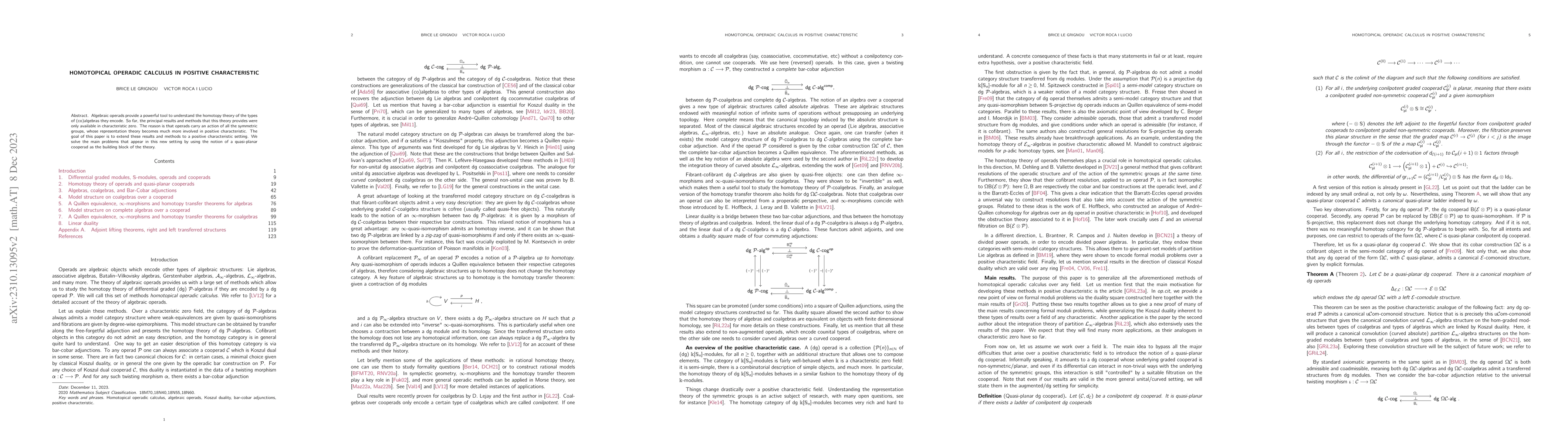 Thumbnail for Homotopical operadic calculus in positive characteristic