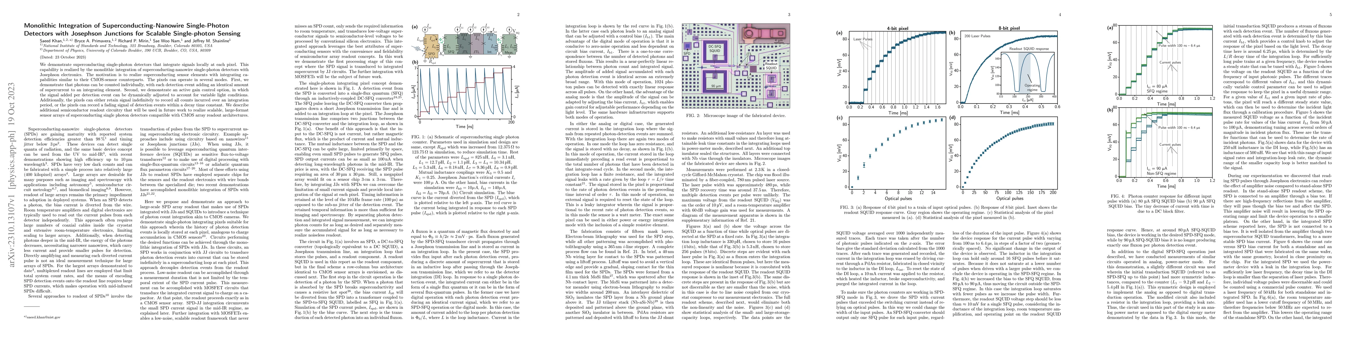 Thumbnail for Monolithic Integration of Superconducting-Nanowire Single-Photon
  Detectors with Josephson Junctions for Scalable Single-photon Sensing