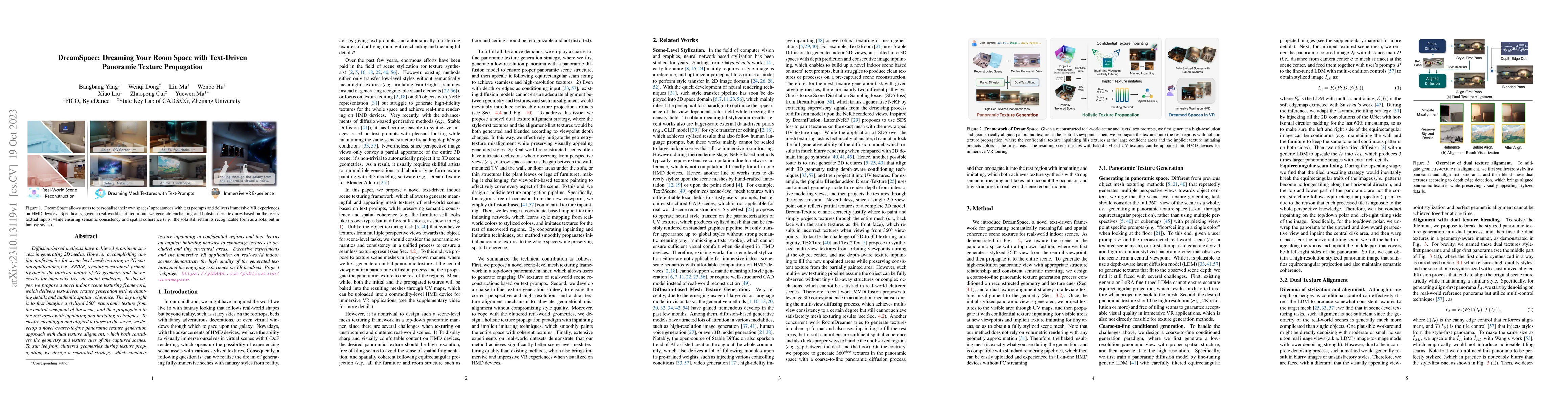 Thumbnail for DreamSpace: Dreaming Your Room Space with Text-Driven Panoramic Texture
  Propagation