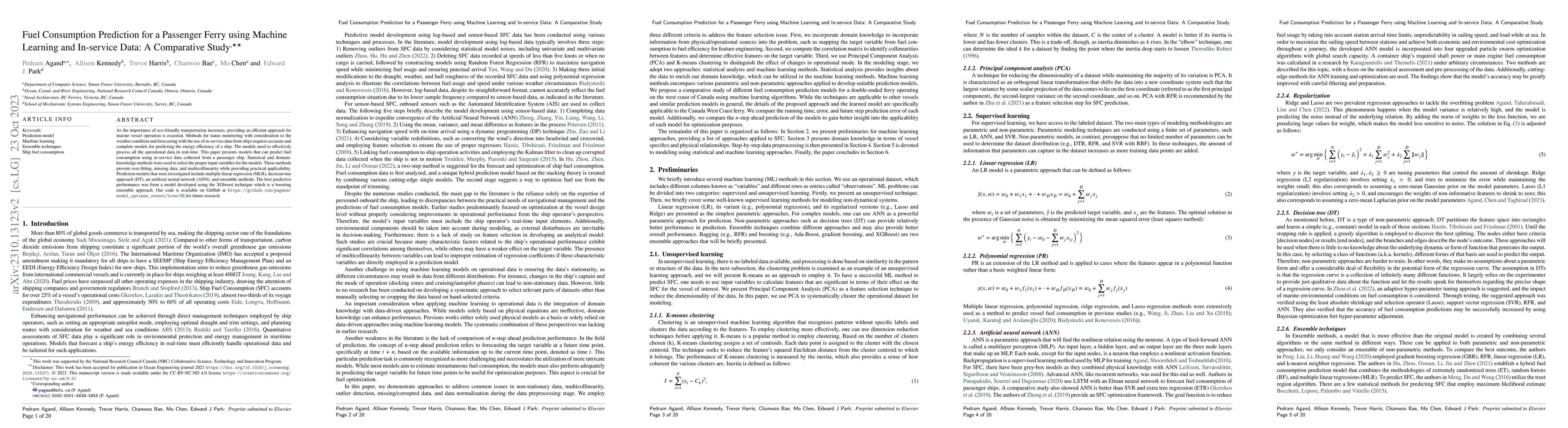 Thumbnail for Fuel Consumption Prediction for a Passenger Ferry using Machine Learning
  and In-service Data: A Comparative Study