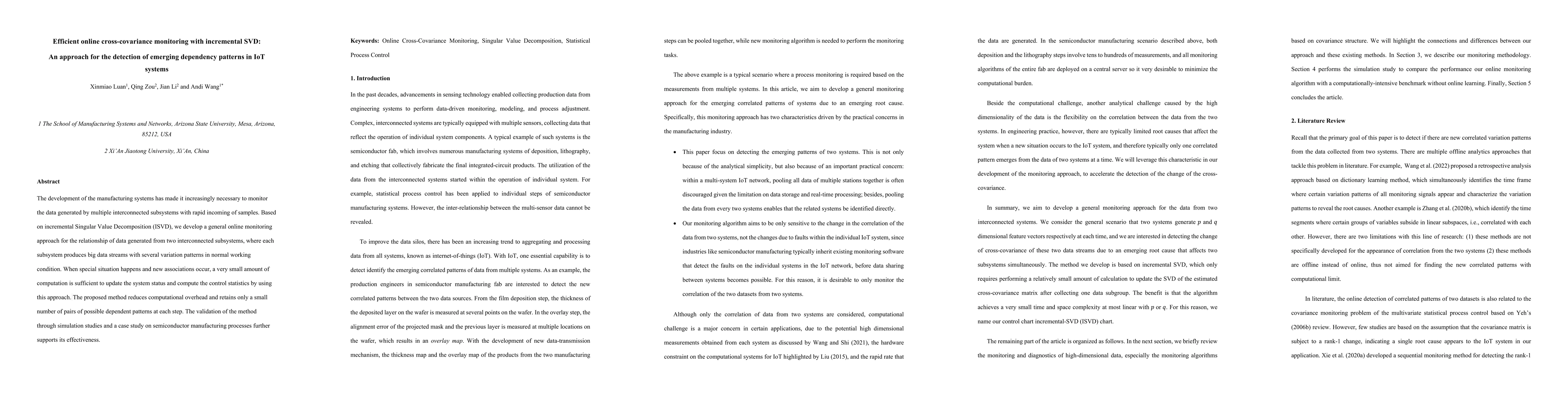 Thumbnail for Efficient online cross-covariance monitoring with incremental SVD: An
  approach for the detection of emerging dependency patterns in IoT systems
