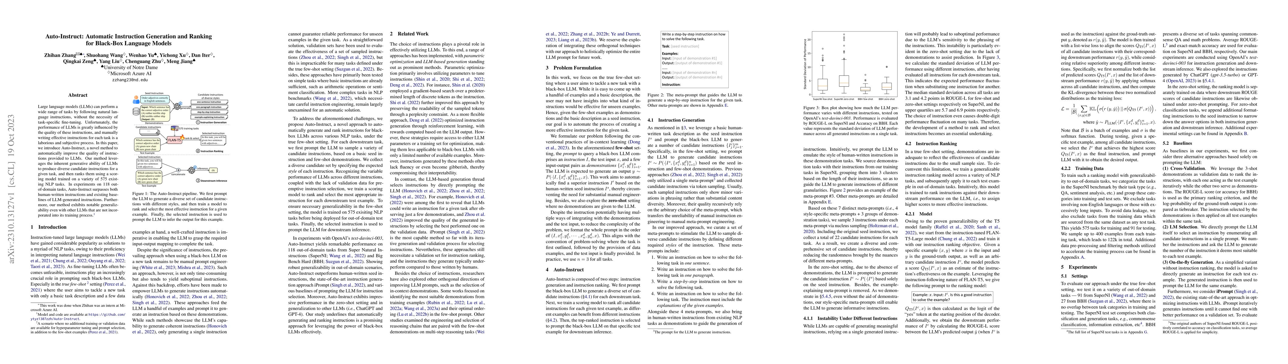 Thumbnail for Auto-Instruct: Automatic Instruction Generation and Ranking for
  Black-Box Language Models