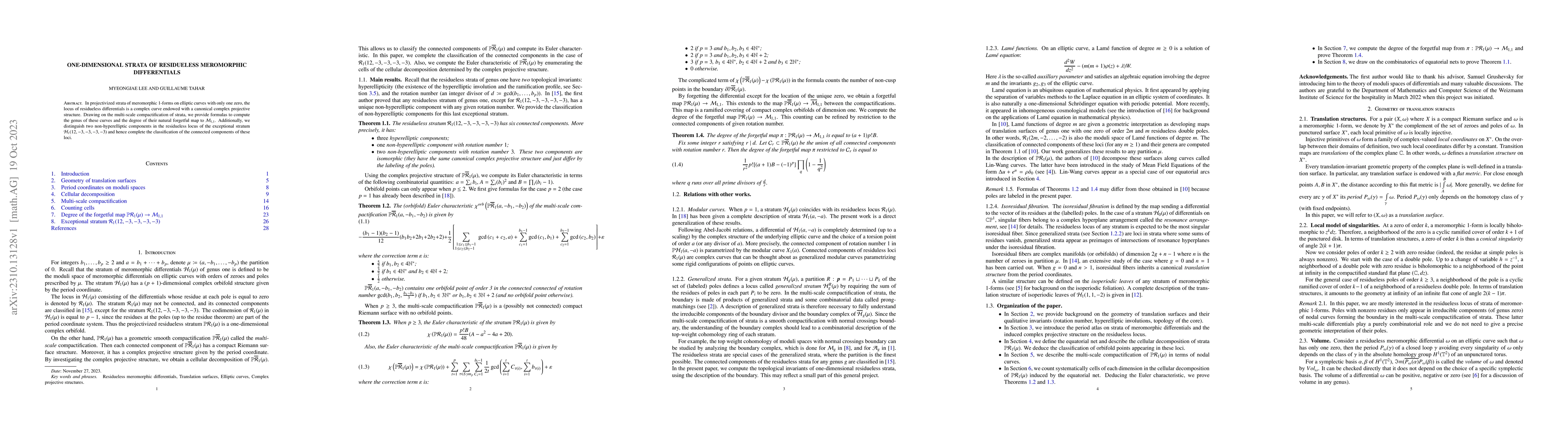 Thumbnail for One-dimensional strata of residueless meromorphic differentials