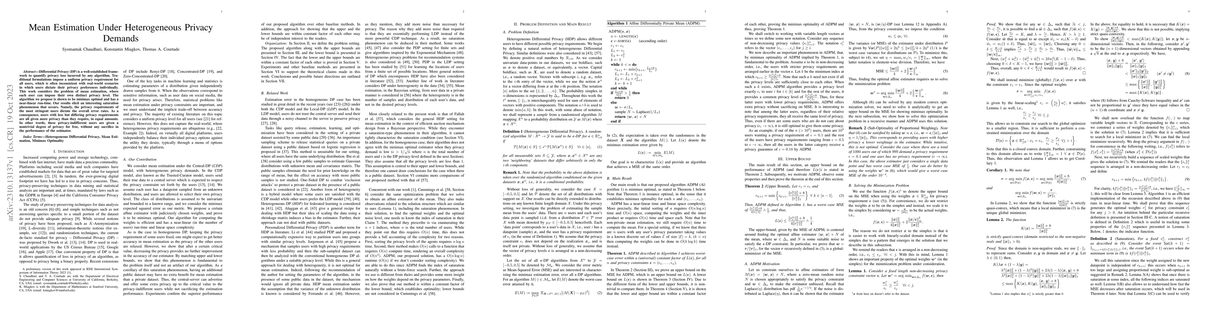 Thumbnail for Mean Estimation Under Heterogeneous Privacy Demands