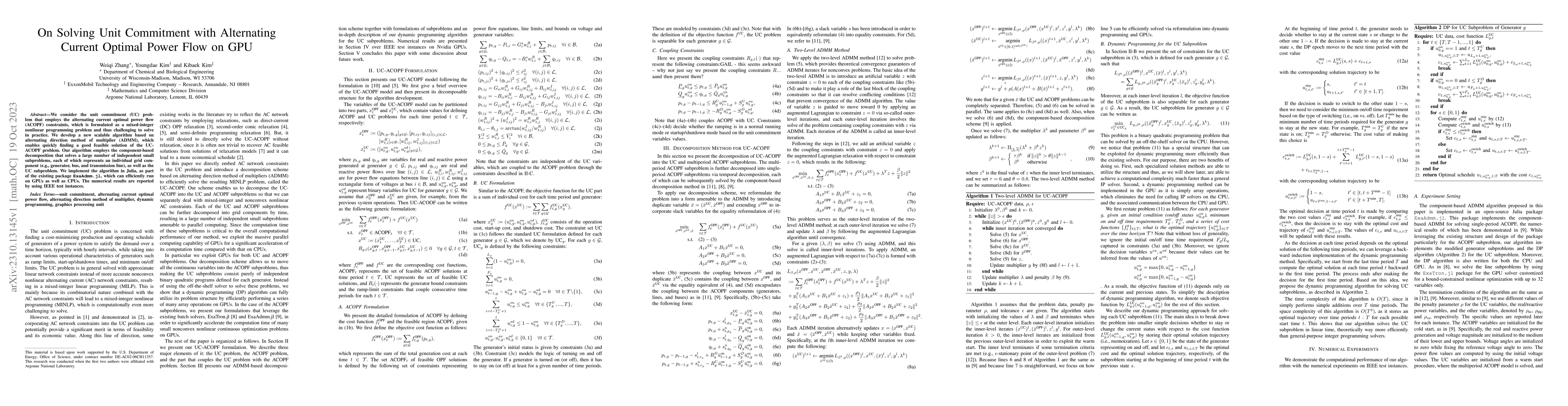 Thumbnail for On Solving Unit Commitment with Alternating Current Optimal Power Flow
  on GPU
