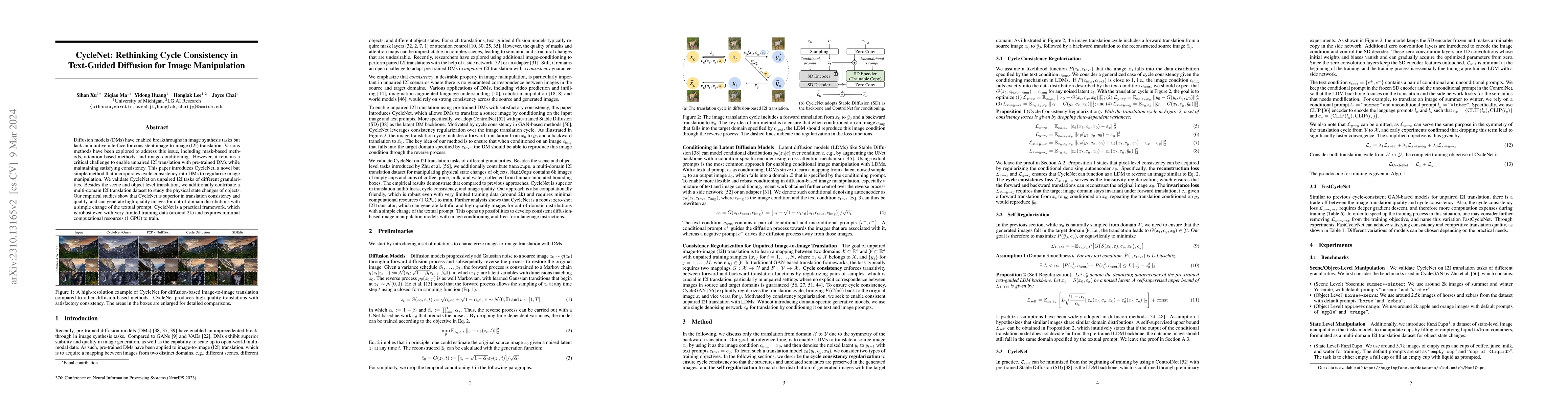 Thumbnail for CycleNet: Rethinking Cycle Consistency in Text-Guided Diffusion for
  Image Manipulation