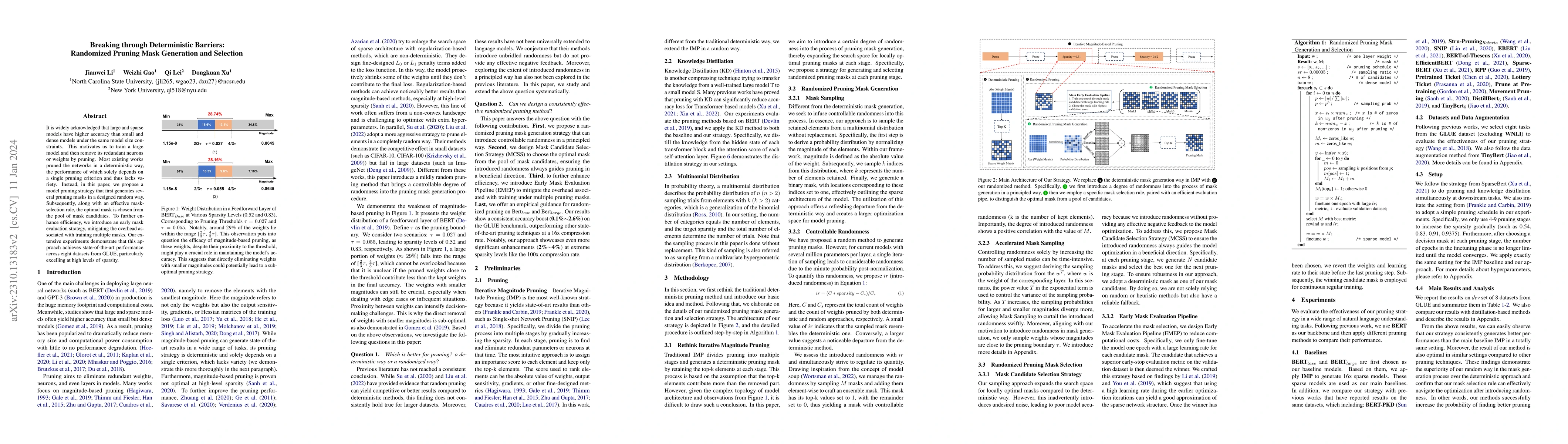 Thumbnail for Breaking through Deterministic Barriers: Randomized Pruning Mask
  Generation and Selection