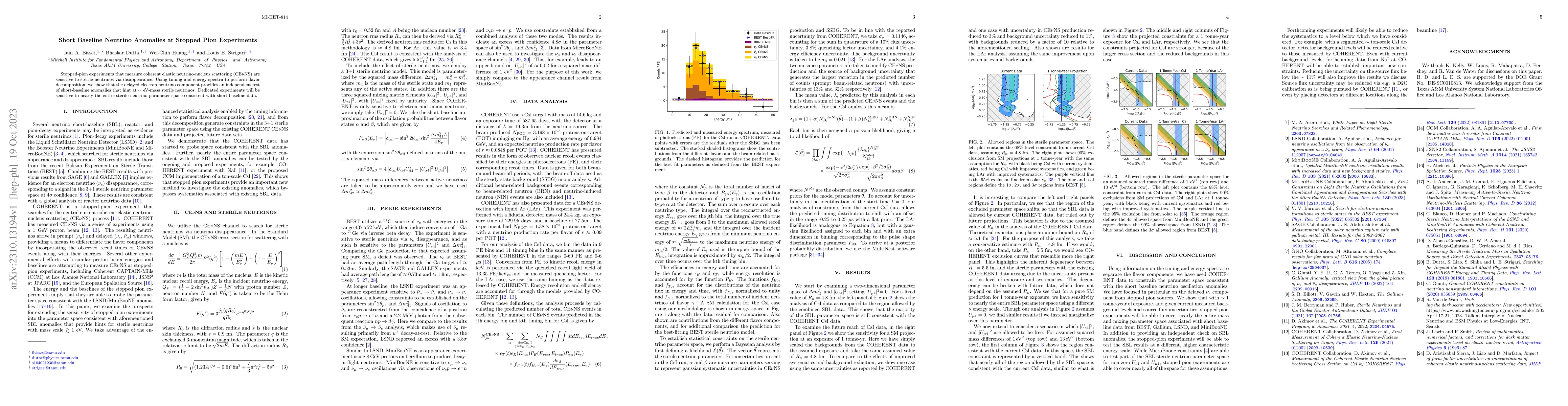 Thumbnail for Short Baseline Neutrino Anomalies at Stopped Pion Experiments