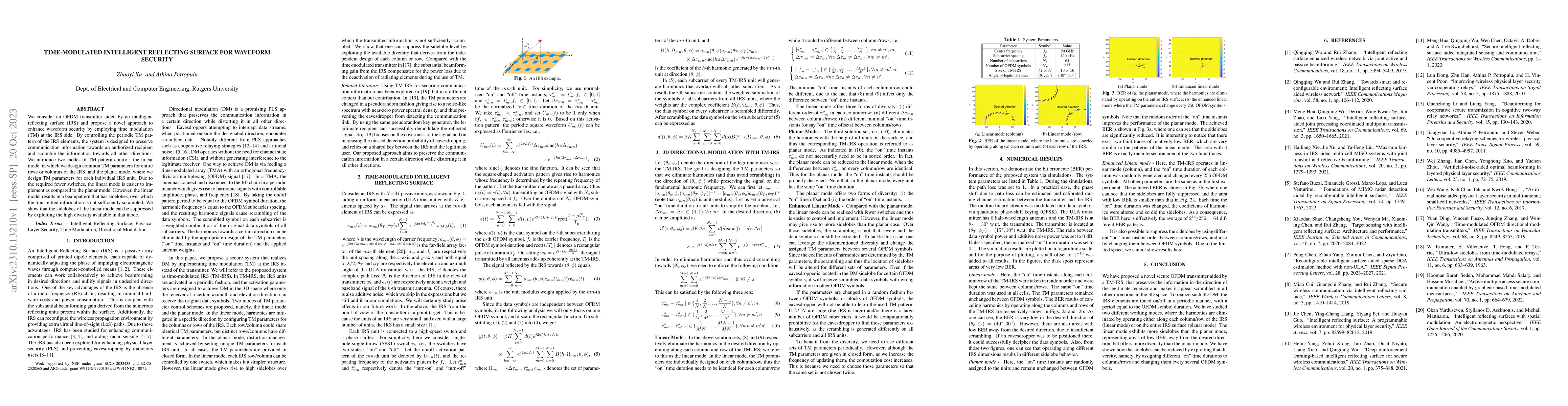 Thumbnail for Time-Modulated Intelligent Reflecting Surface for Waveform Security