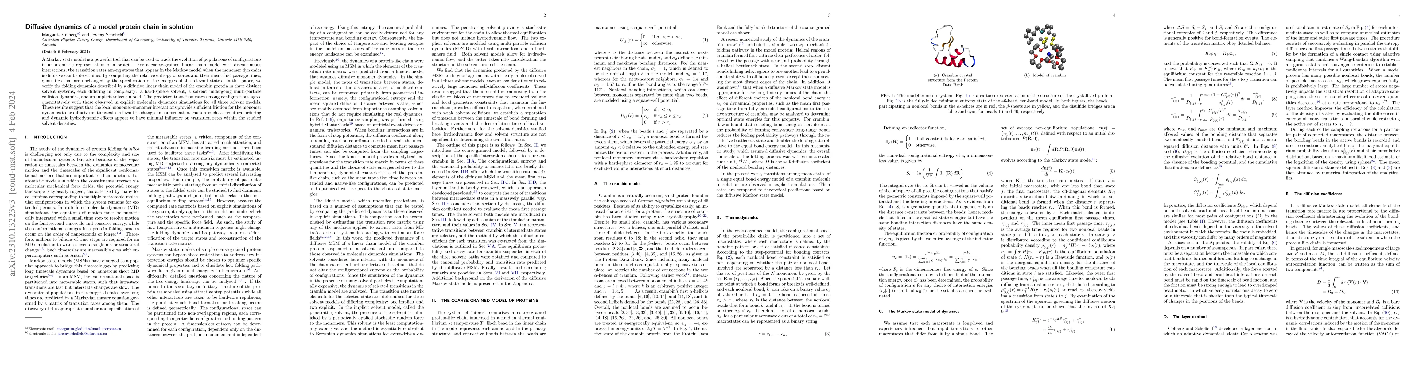 Thumbnail for Diffusive dynamics of a model protein chain in solution