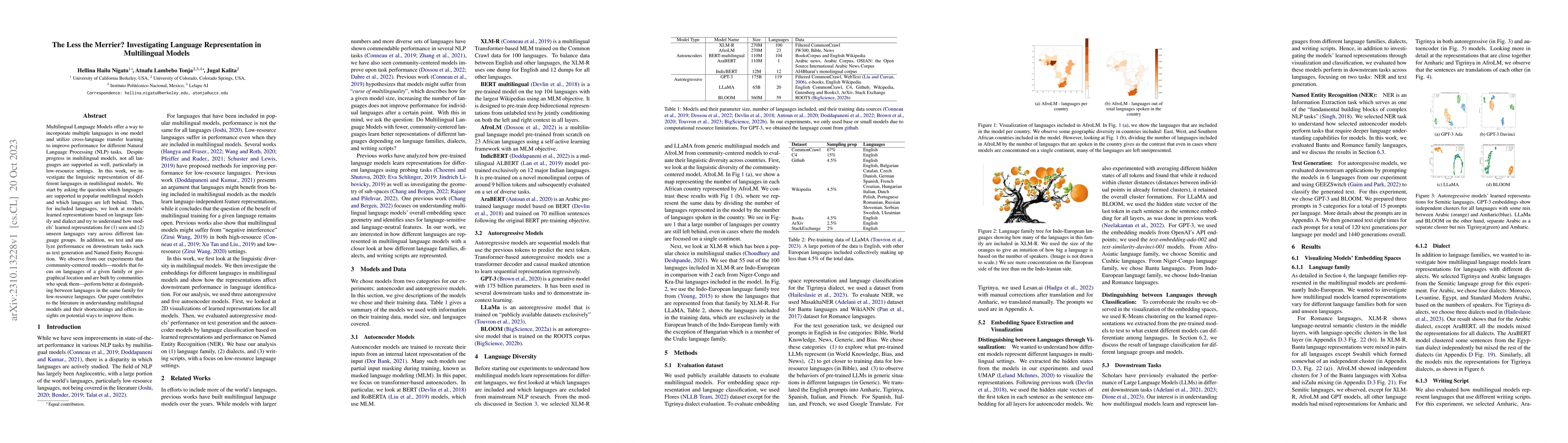 Thumbnail for The Less the Merrier? Investigating Language Representation in
  Multilingual Models
