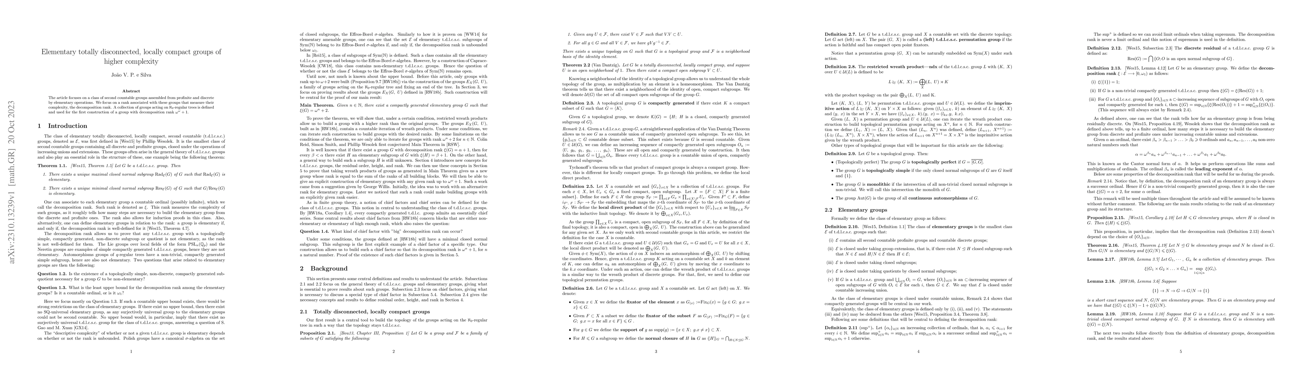Thumbnail for Elementary totally disconnected, locally compact groups of higher
  complexity