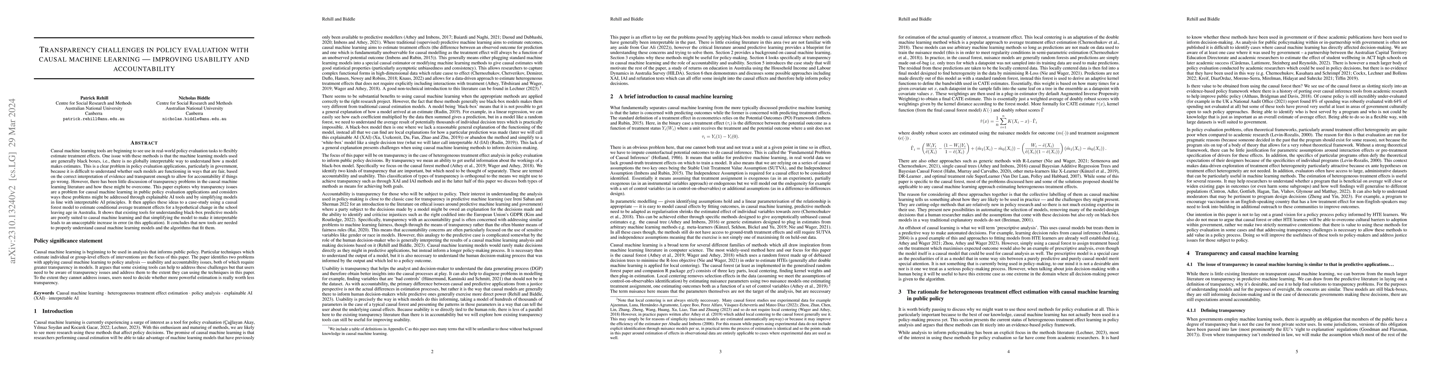 Thumbnail for Transparency challenges in policy evaluation with causal machine
  learning -- improving usability and accountability