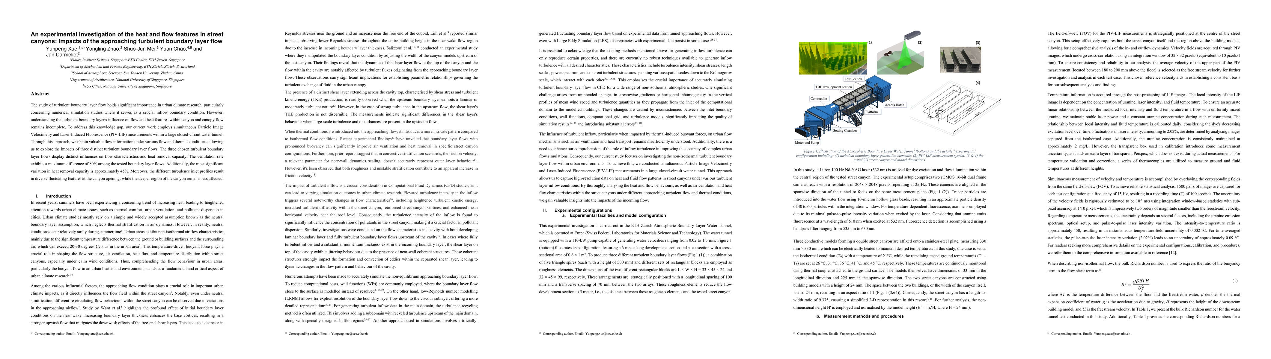 Thumbnail for An experimental investigation of the heat and flow features in street
  canyons: Impacts of the approaching turbulent boundary layer flow