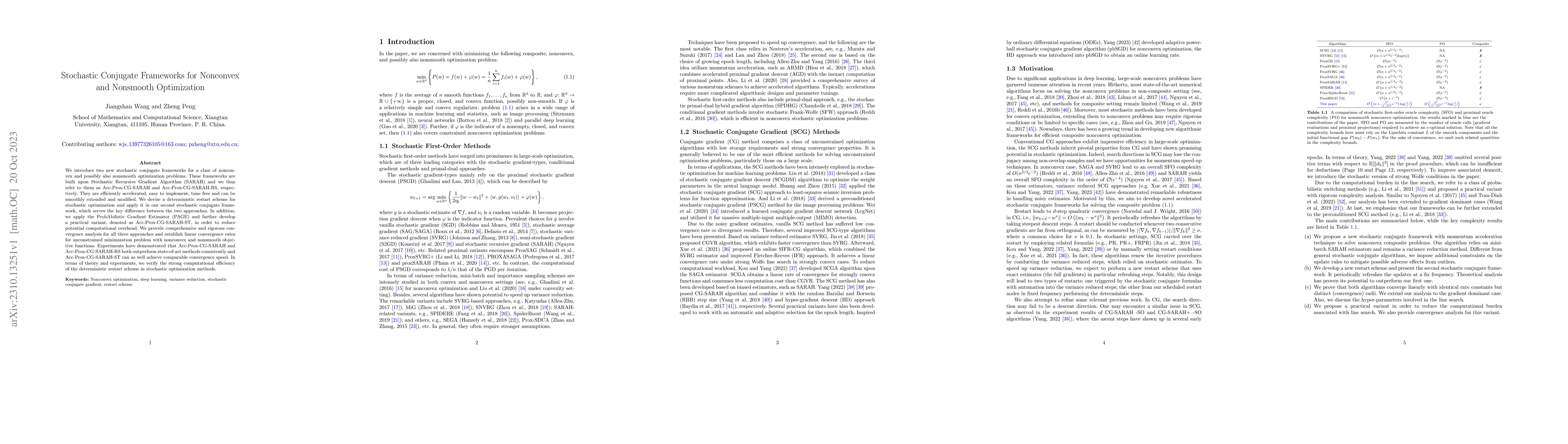 Thumbnail for Stochastic Conjugate Frameworks for Nonconvex and Nonsmooth Optimization