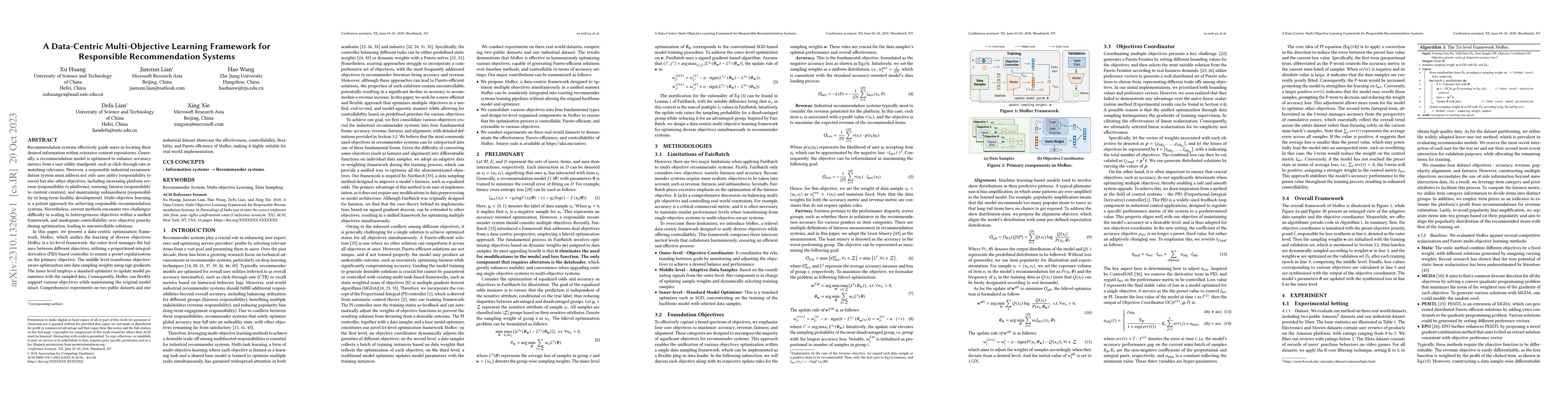 Thumbnail for A Data-Centric Multi-Objective Learning Framework for Responsible
  Recommendation Systems