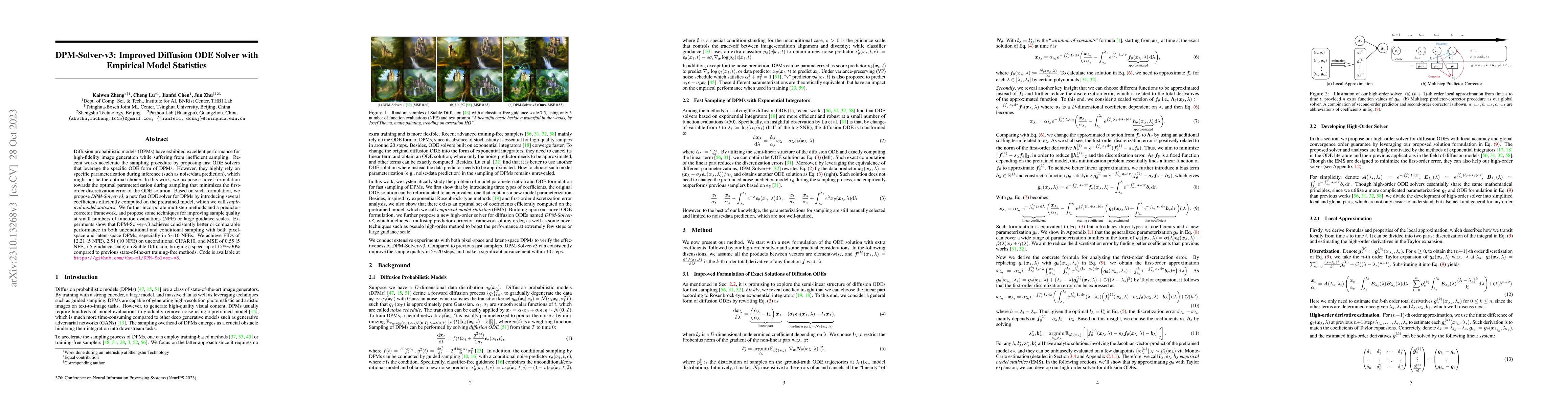 Thumbnail for DPM-Solver-v3: Improved Diffusion ODE Solver with Empirical Model
  Statistics