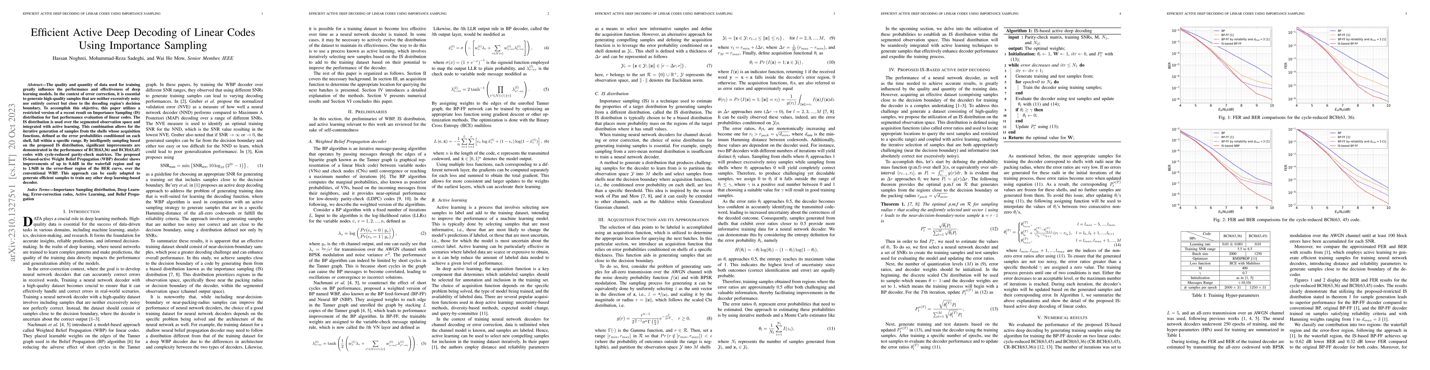 Thumbnail for Efficient Active Deep Decoding of Linear Codes using Importance Sampling