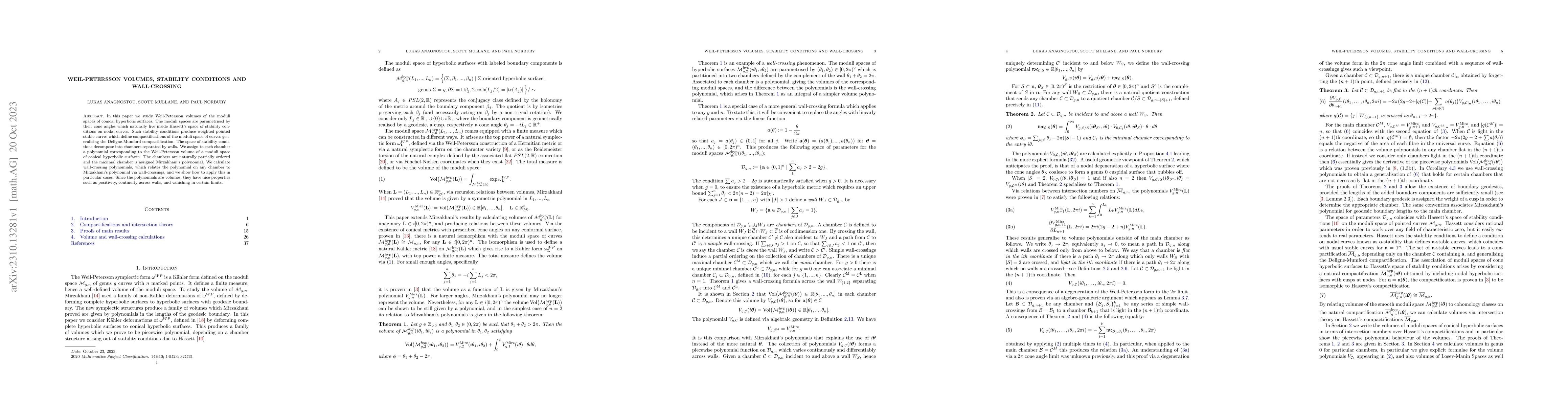 Thumbnail for Weil-Petersson volumes, stability conditions and wall-crossing