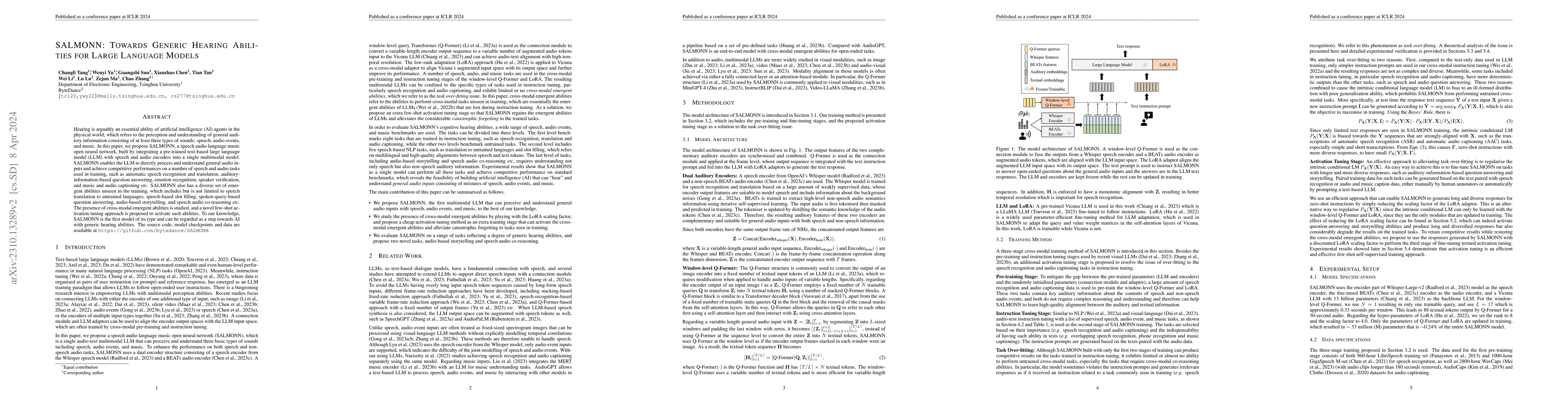 Thumbnail for SALMONN: Towards Generic Hearing Abilities for Large Language Models