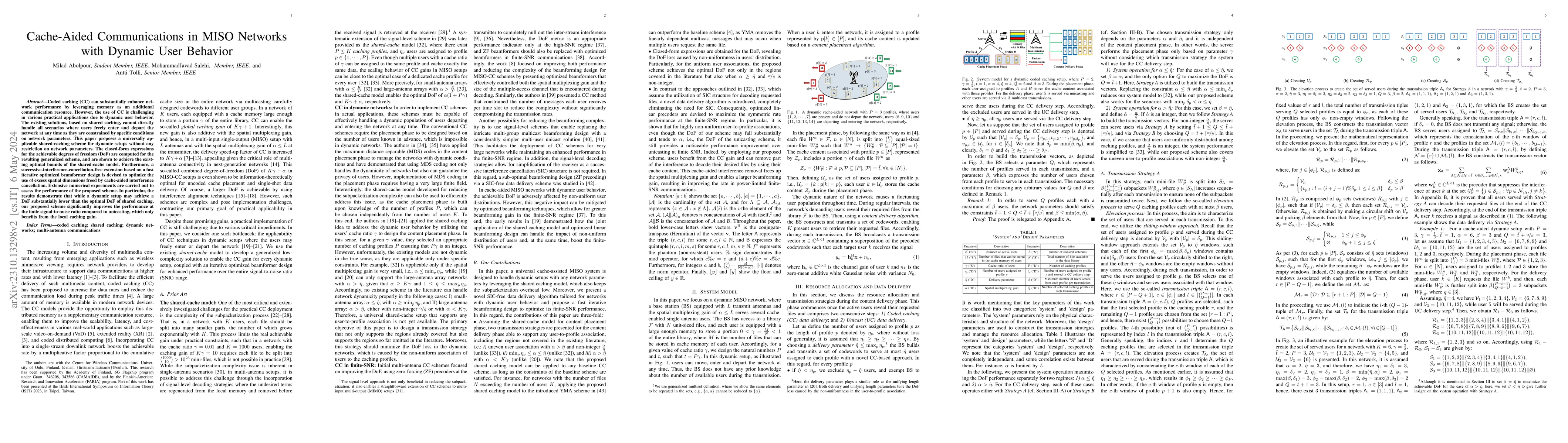 Thumbnail for Cache-Aided Communications in MISO Networks with Dynamic User Behavior