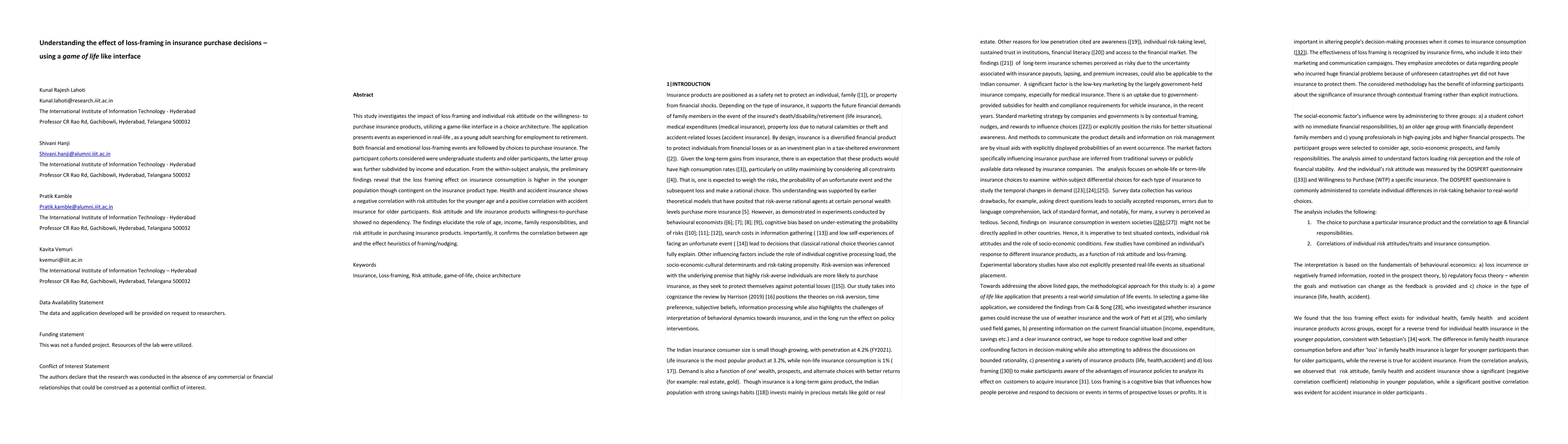 Thumbnail for Impact of Loss-Framing and Risk Attitudes on Insurance Purchase:
  Insights from a Game-like Interface Study