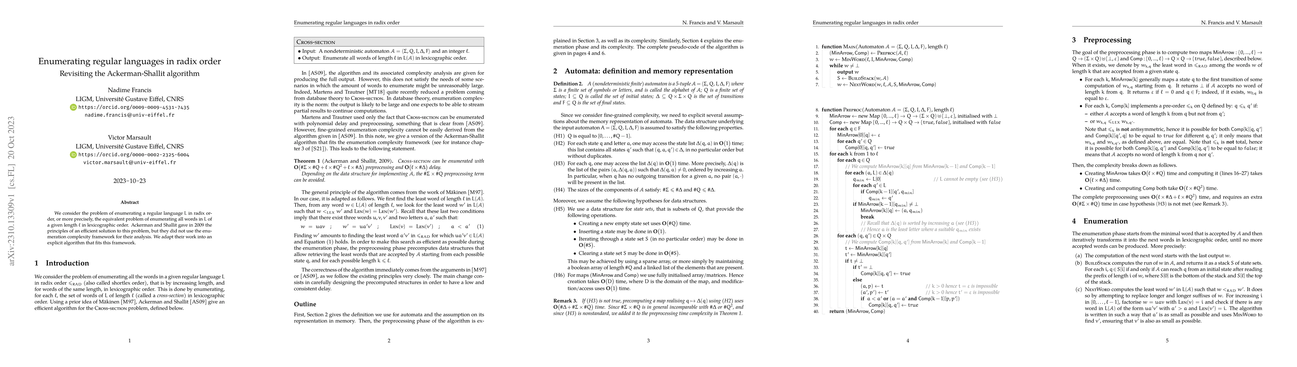 Thumbnail for Enumerating regular languages in radix order : Revisiting the
  Ackerman-Shallit algorithm