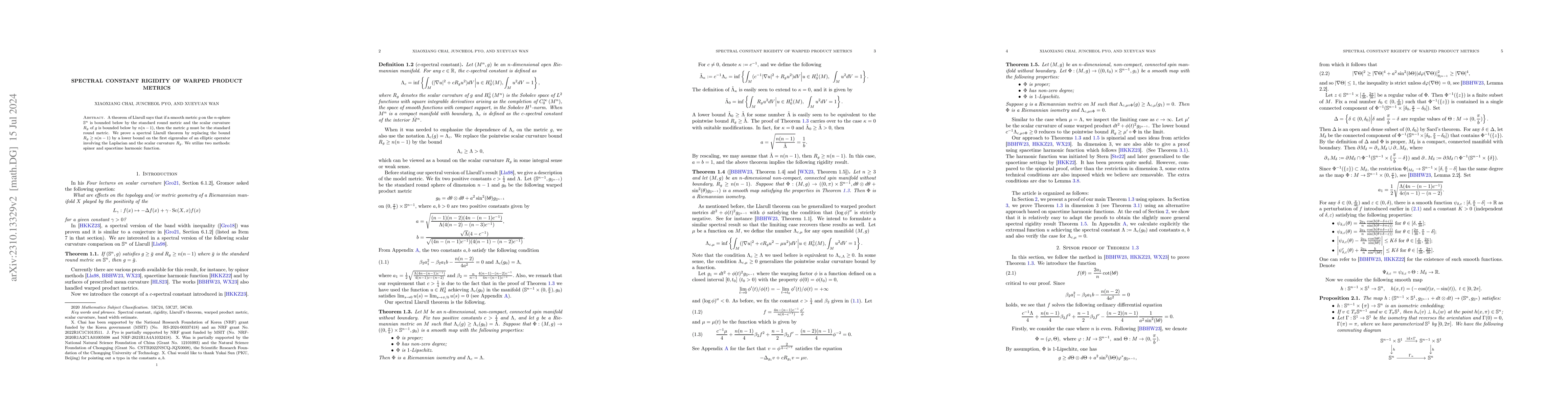 Thumbnail for Spectral constant rigidity of warped product metrics