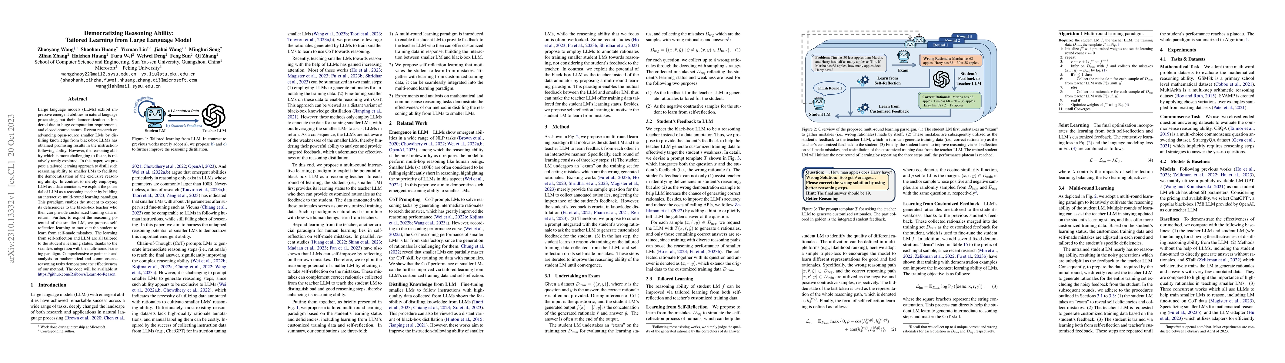 Thumbnail for Democratizing Reasoning Ability: Tailored Learning from Large Language
  Model