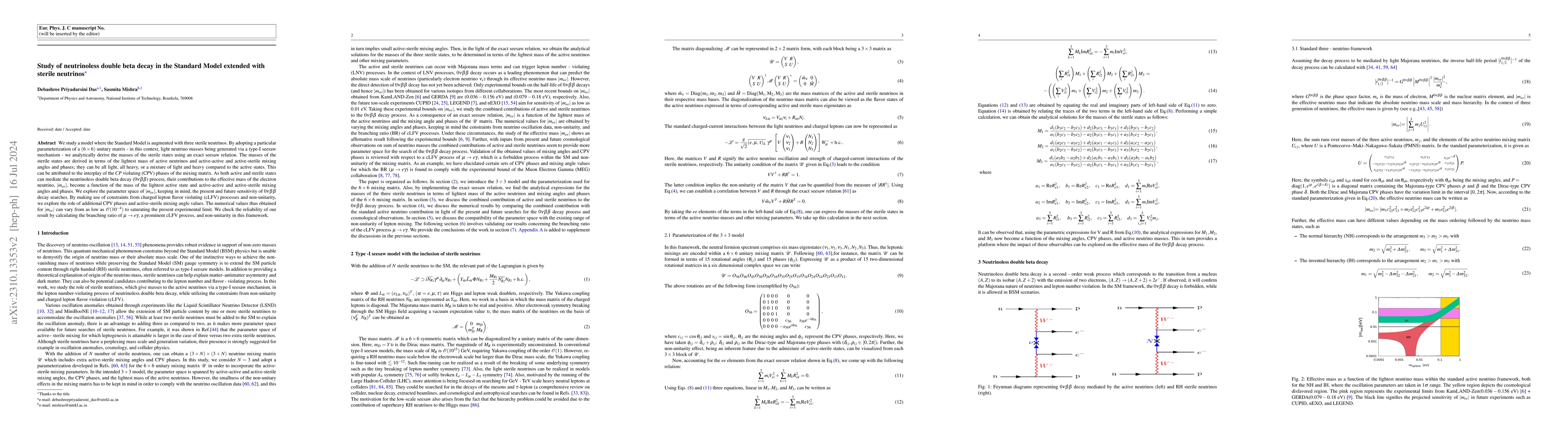Thumbnail for Study of neutrinoless double beta decay in the Standard Model extended
  with sterile neutrinos