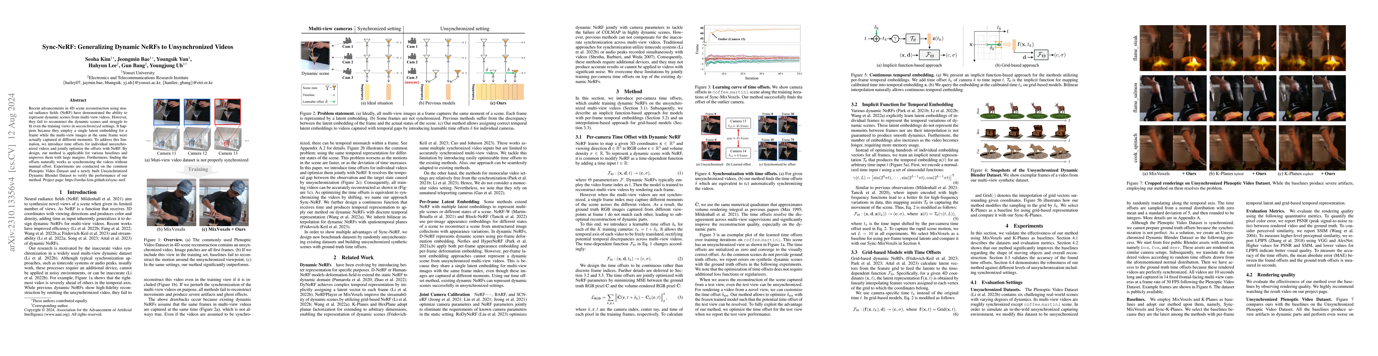 Thumbnail for Sync-NeRF: Generalizing Dynamic NeRFs to Unsynchronized Videos