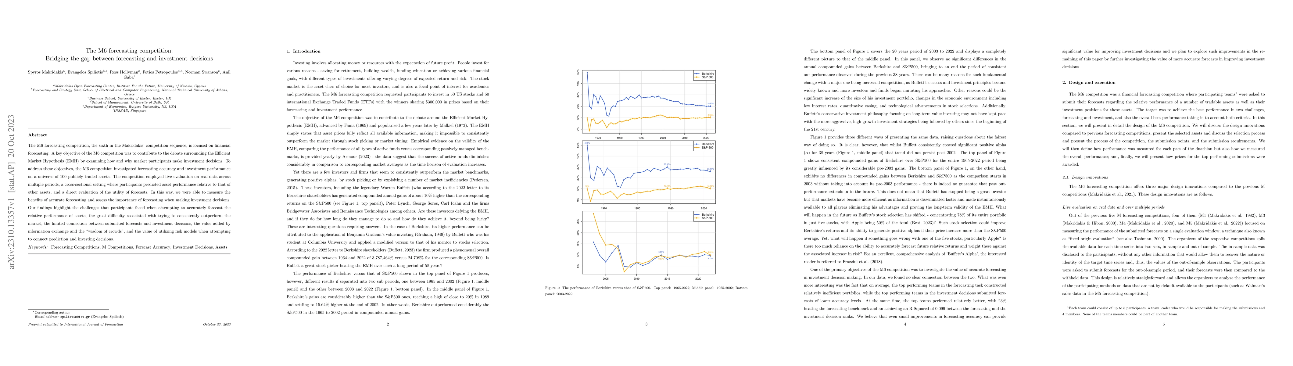 Thumbnail for The M6 forecasting competition: Bridging the gap between forecasting and
  investment decisions