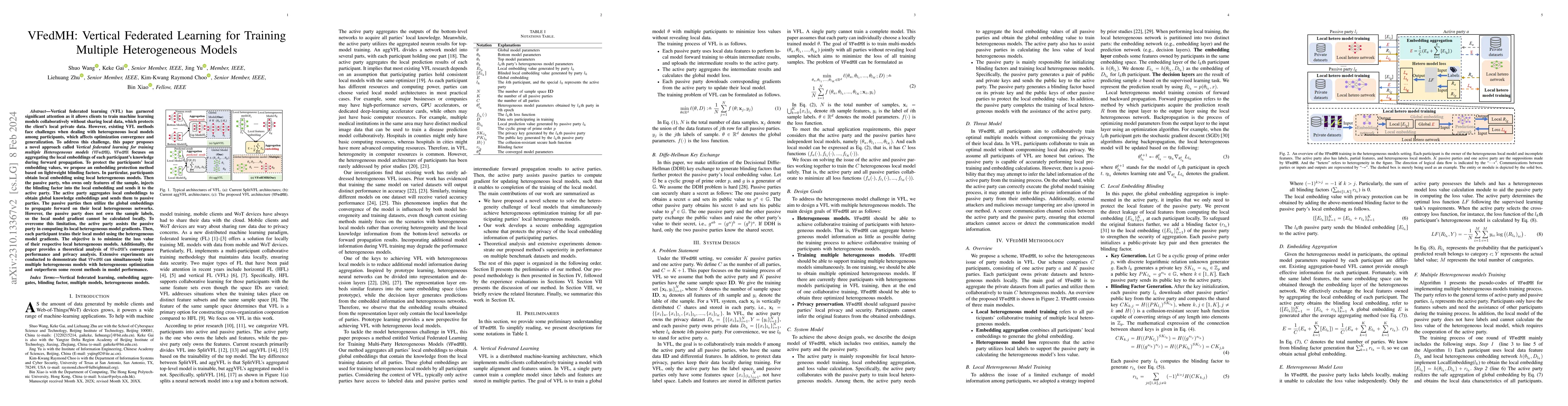 Thumbnail for VFedMH: Vertical Federated Learning for Training Multiple Heterogeneous
  Models