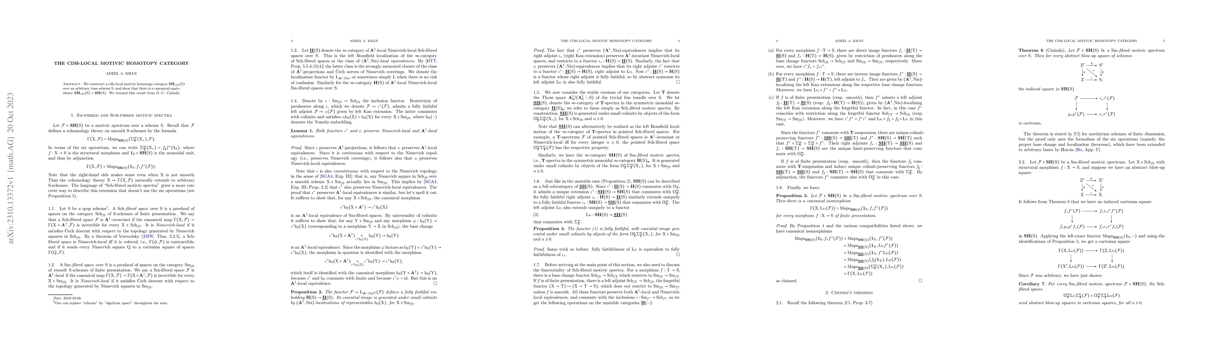 Thumbnail for The cdh-local motivic homotopy category