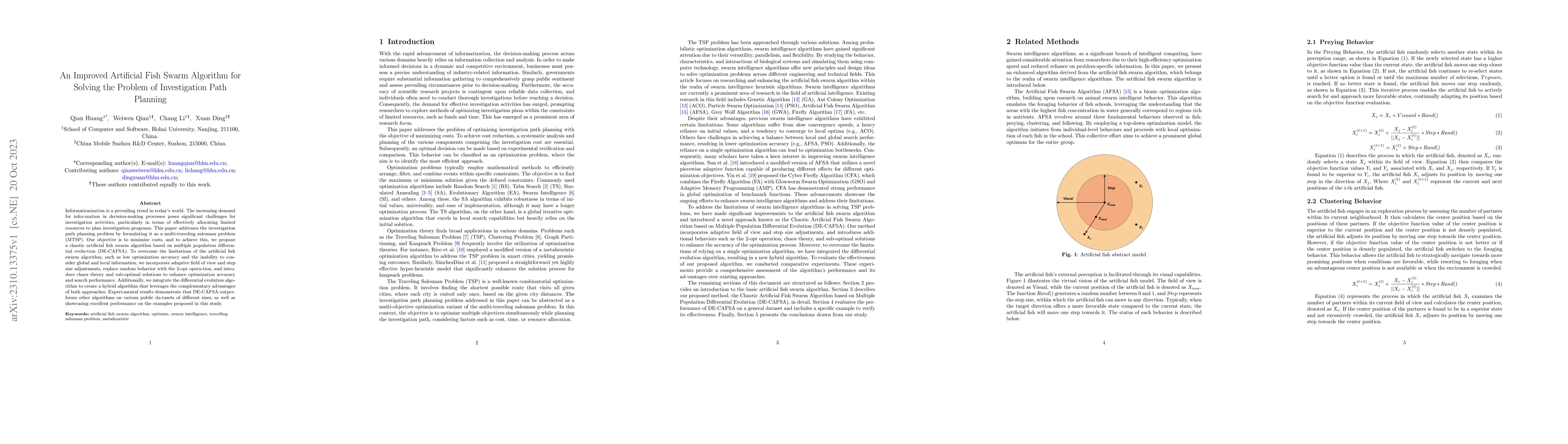 Thumbnail for An Improved Artificial Fish Swarm Algorithm for Solving the Problem of
  Investigation Path Planning