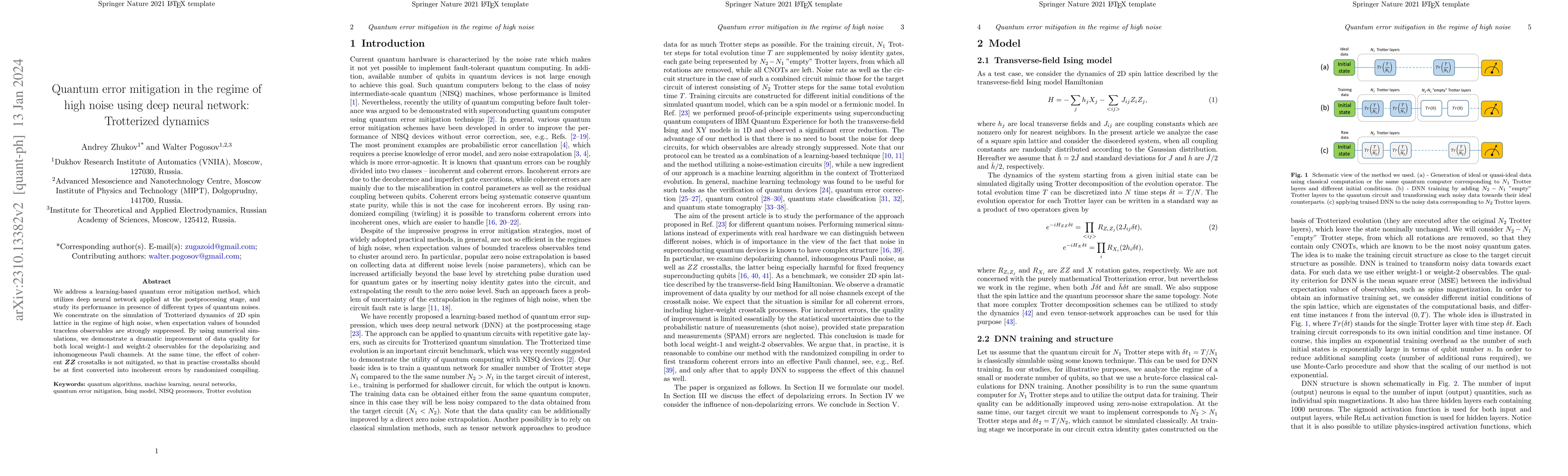 Thumbnail for Quantum error mitigation in the regime of high noise using deep neural
  network: Trotterized dynamics