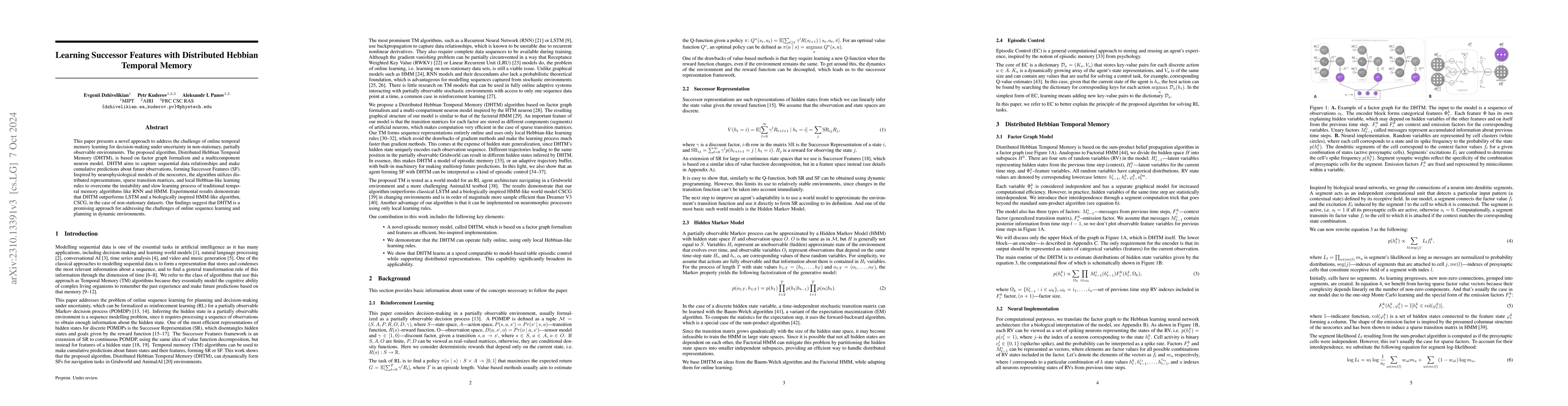 Thumbnail for Learning Successor Features with Distributed Hebbian Temporal Memory