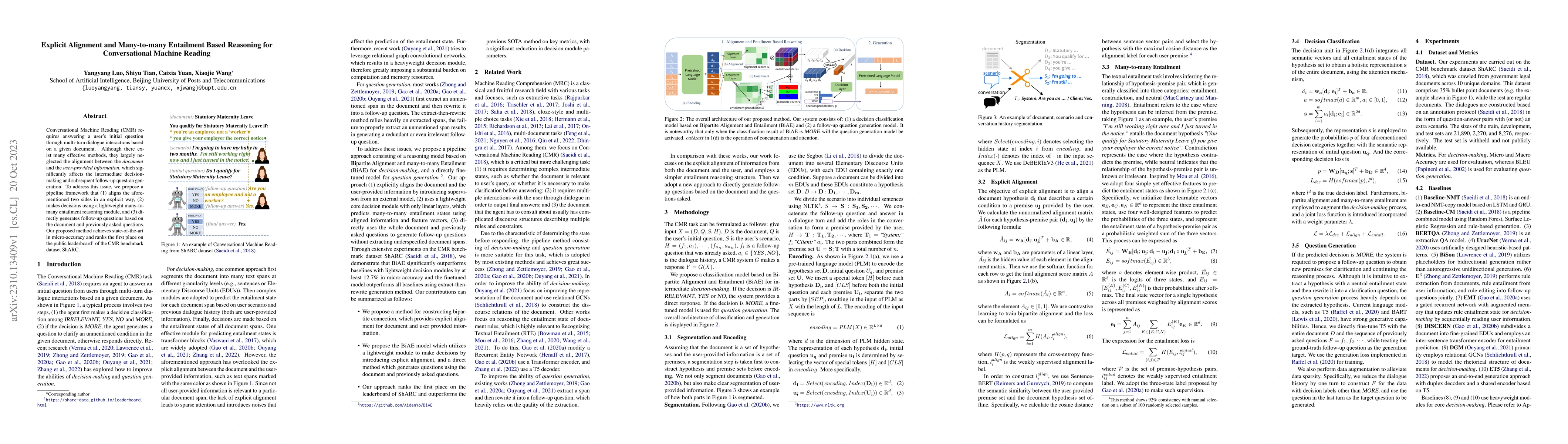 Thumbnail for Explicit Alignment and Many-to-many Entailment Based Reasoning for
  Conversational Machine Reading
