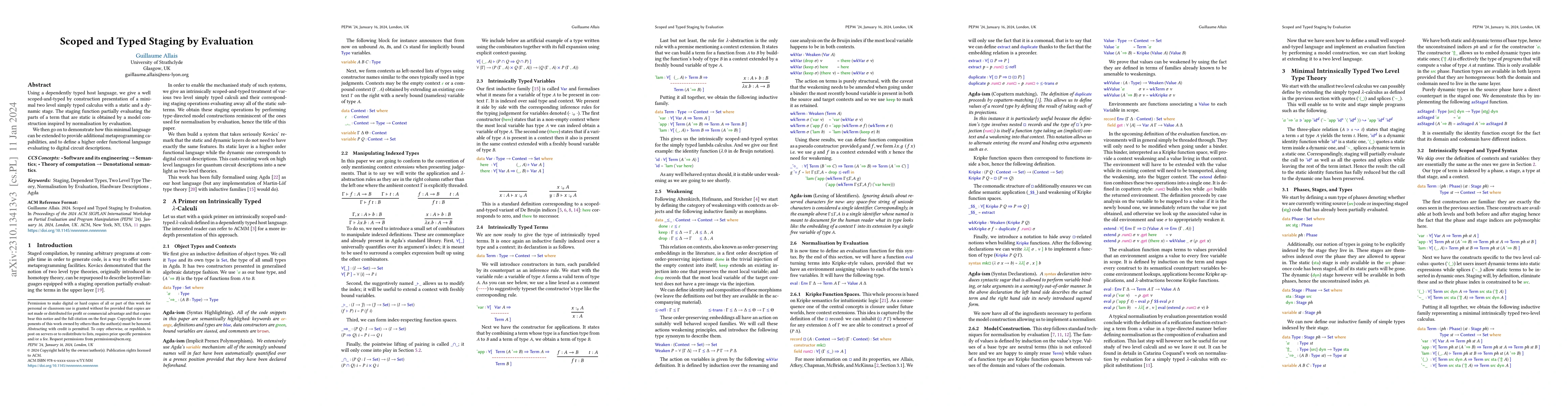 Thumbnail for Scoped and Typed Staging by Evaluation