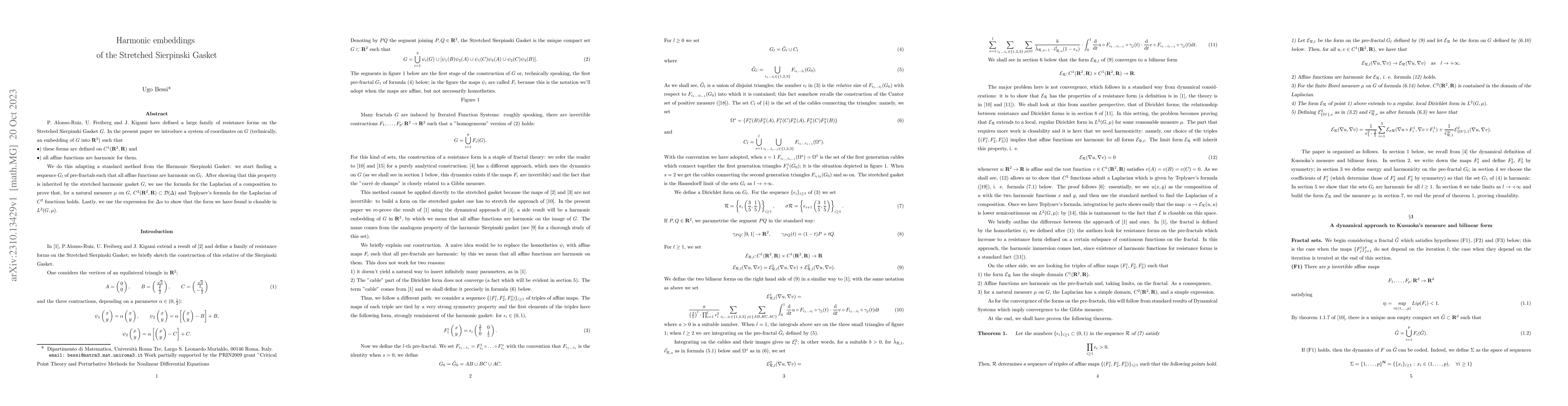 Thumbnail for Harmonic embeddings of the stretched Siepinski gasket
