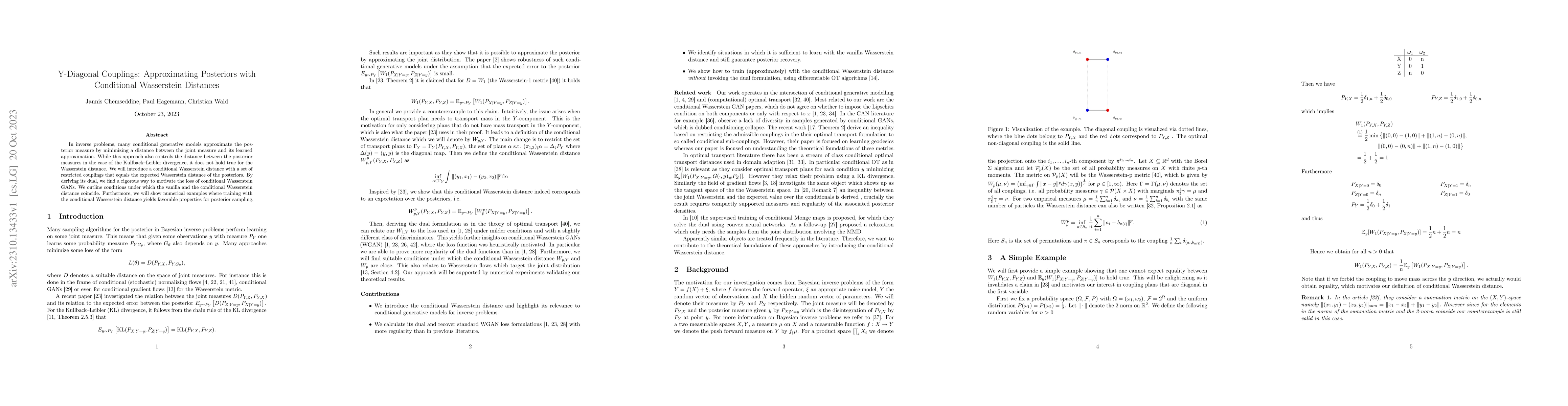 Thumbnail for Y-Diagonal Couplings: Approximating Posteriors with Conditional
  Wasserstein Distances