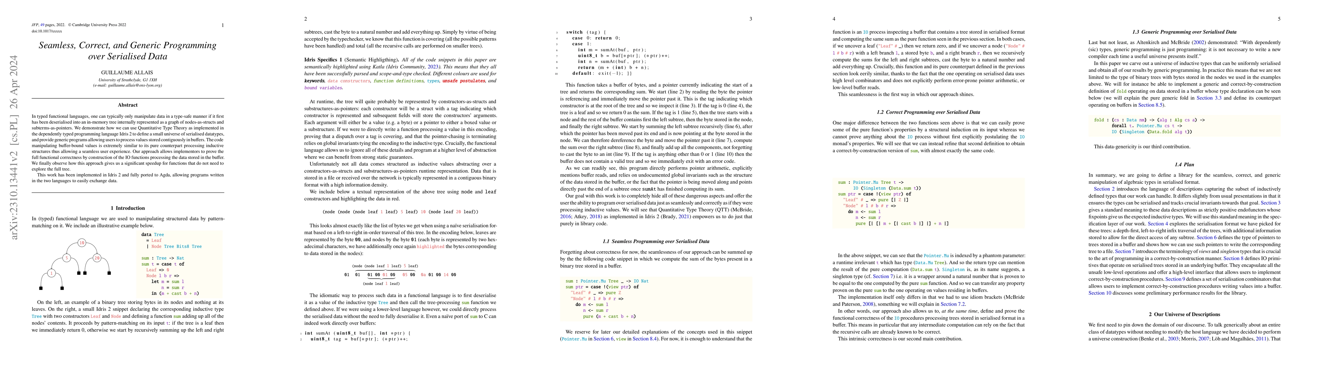 Thumbnail for Seamless, Correct, and Generic Programming over Serialised Data