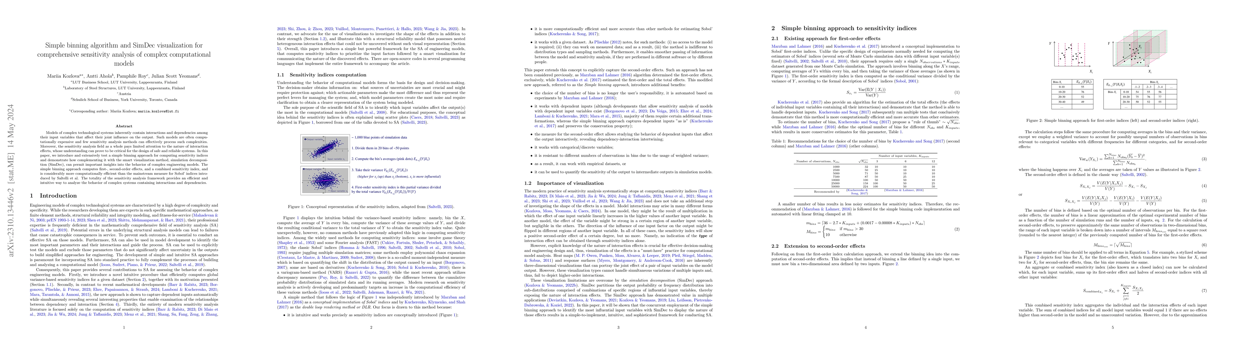 Thumbnail for Simple binning algorithm and SimDec visualization for comprehensive
  sensitivity analysis of complex computational models