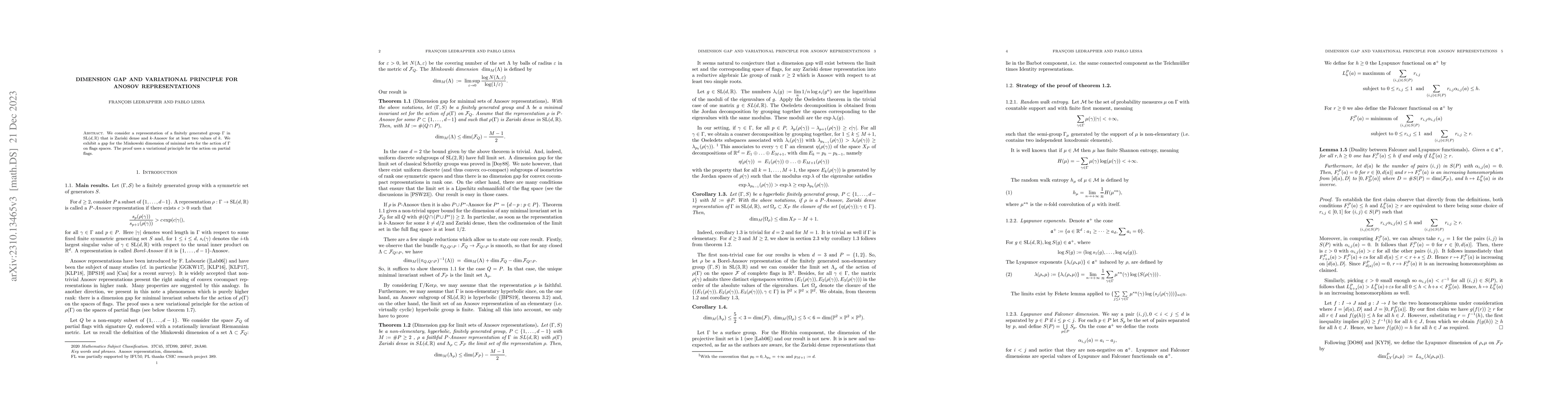 Thumbnail for Dimension gap and variational principle for Anosov representations