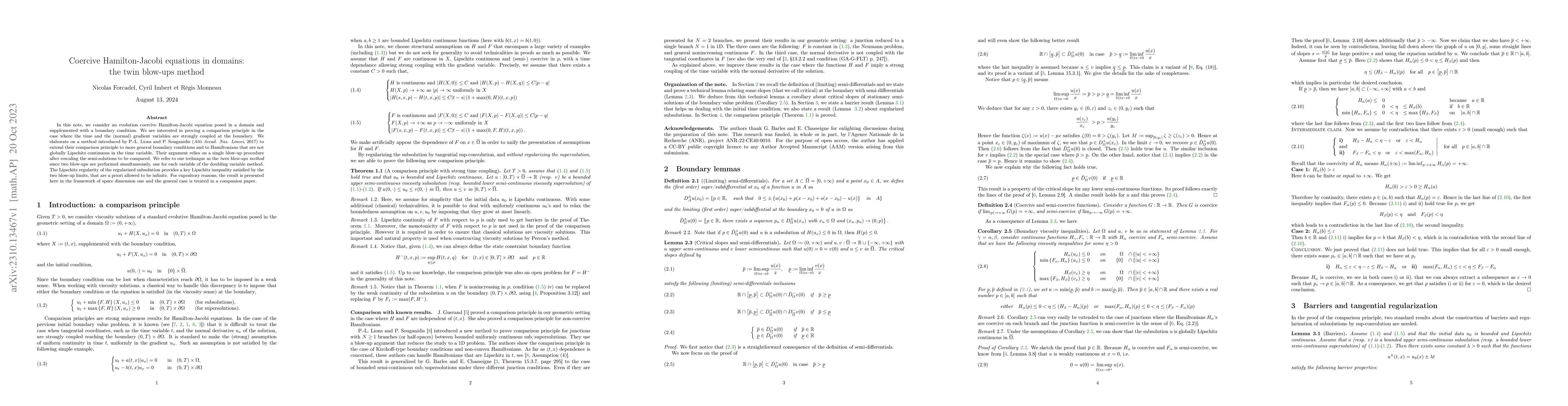 Thumbnail for Coercive Hamilton-Jacobi equations in domains: the twin blow-ups method