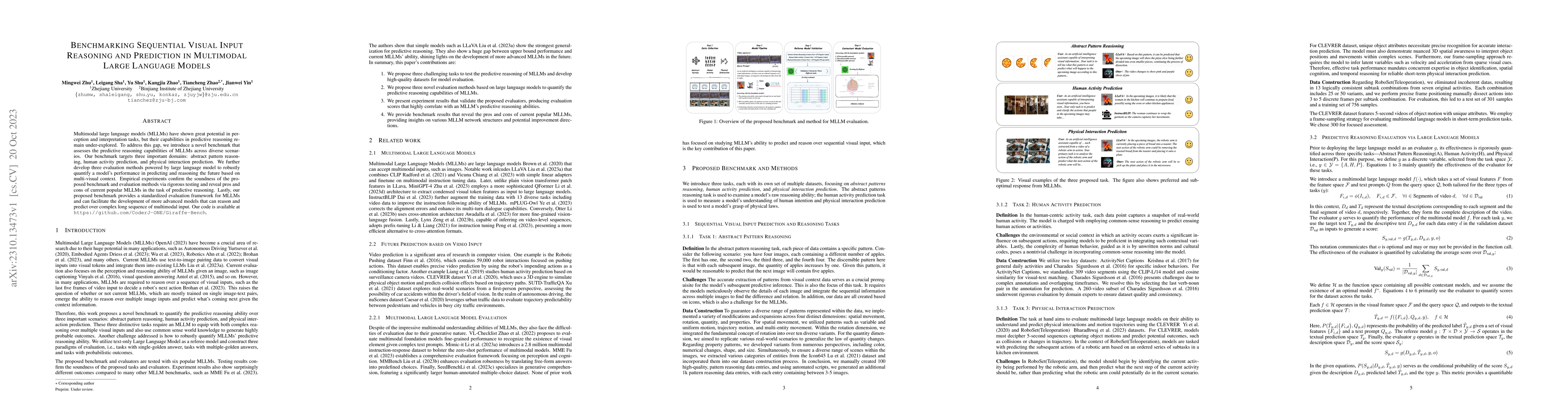 Thumbnail for Benchmarking Sequential Visual Input Reasoning and Prediction in
  Multimodal Large Language Models