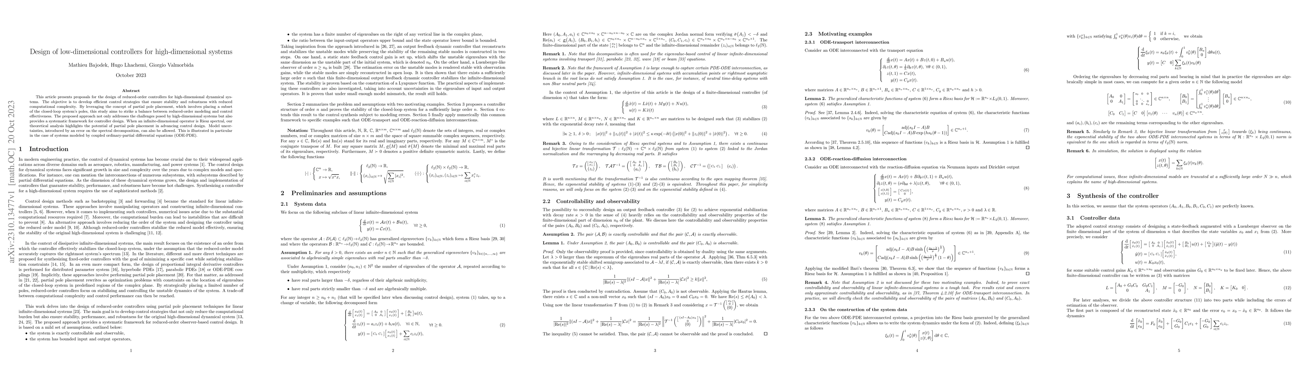 Thumbnail for Design of low-dimensional controllers for high-dimensional systems
