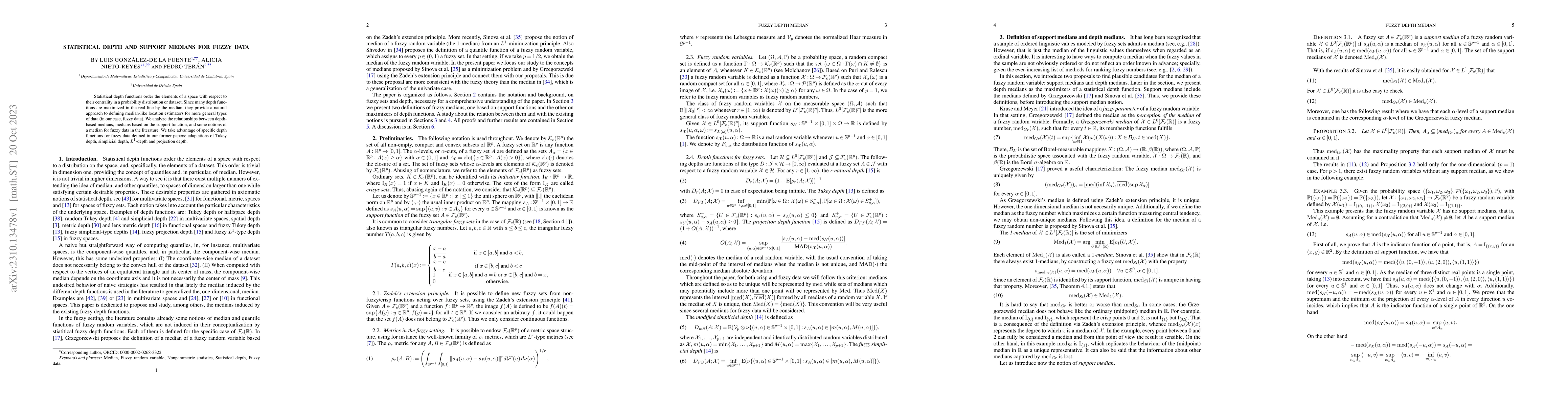 Thumbnail for Statistical depth and support medians for fuzzy data