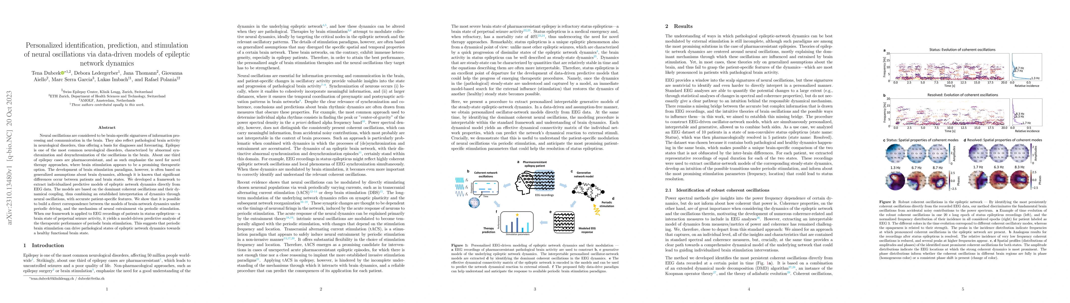 Thumbnail for Personalized identification, prediction, and stimulation of neural
  oscillations via data-driven models of epileptic network dynamics