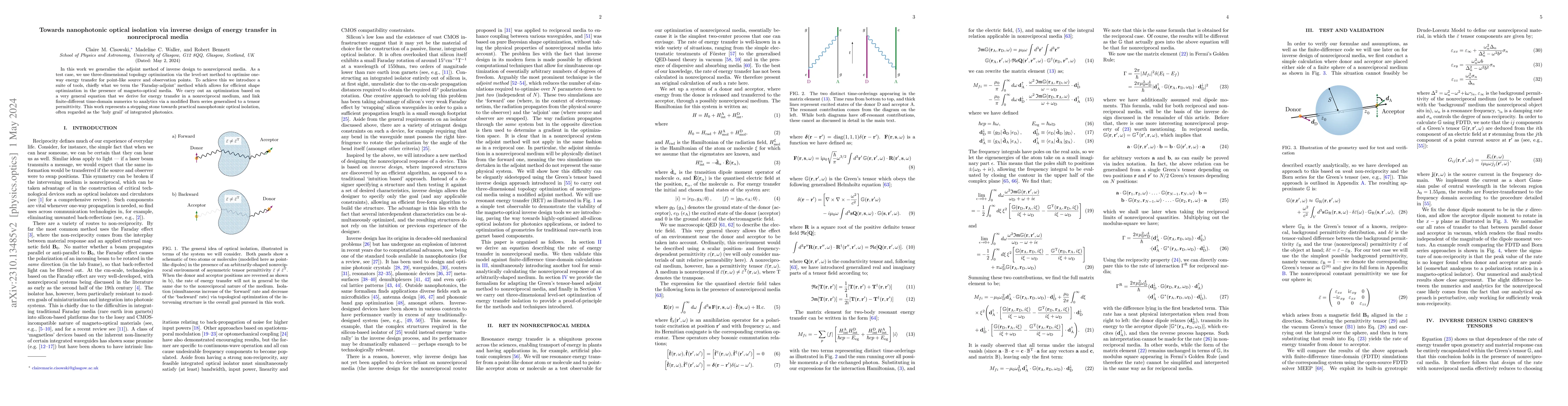 Thumbnail for Towards nanophotonic optical isolation via inverse design of energy
  transfer in non-reciprocal media